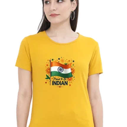 Female Half Sleeve T-Shirt - Indian Republic Day Design