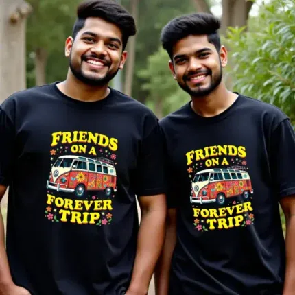 Friends on a Forever Trip – Retro Floral Van T-Shirt