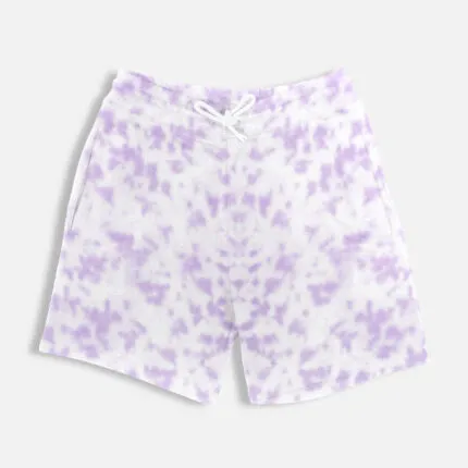 Unisex Tie Dye Shorts – Cotton Blend Streetwear - White Lavender